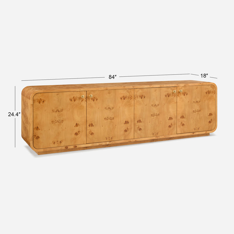 Caden Natural Burled Media Console (84'')